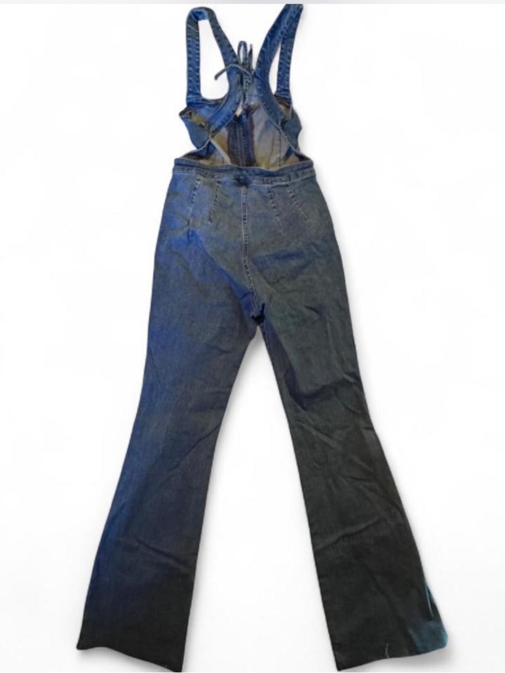 Free People We The Free CRVY 2nd Ave Denim Jumpsuit Size 6 Open Back - Picture 5 of 6